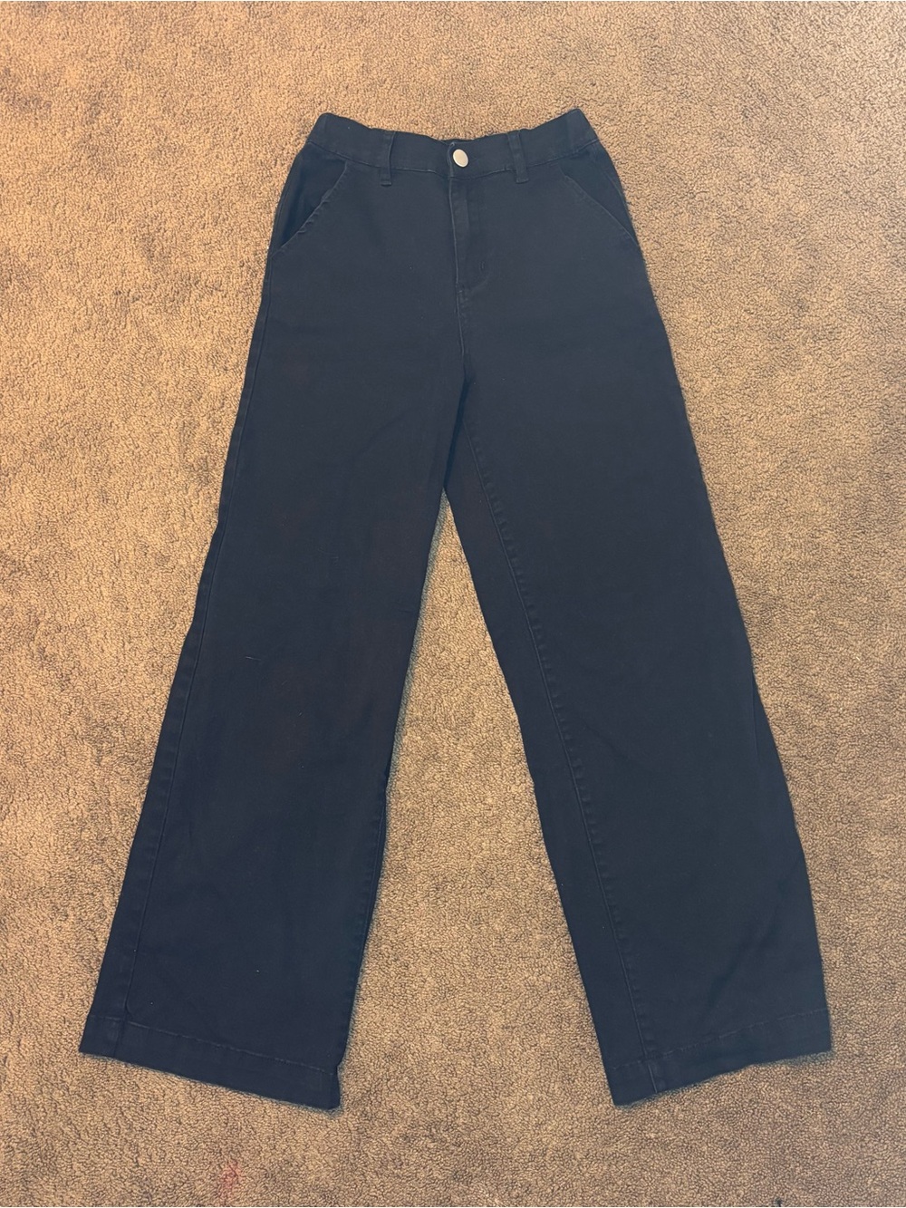 Kids Black Wide Leg Pull-on Pants l Elastic Back Waist l Size Unknown